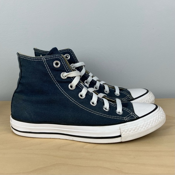 Converse Women’s Size 7.0 All Star Chuck Taylor High Top Blue & White Shoes - Picture 1 of 11